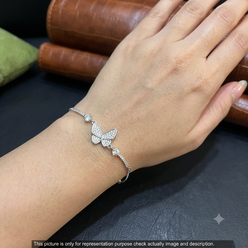 Silver Ladies Bracelet Floral Wings 2 Butterfly 925