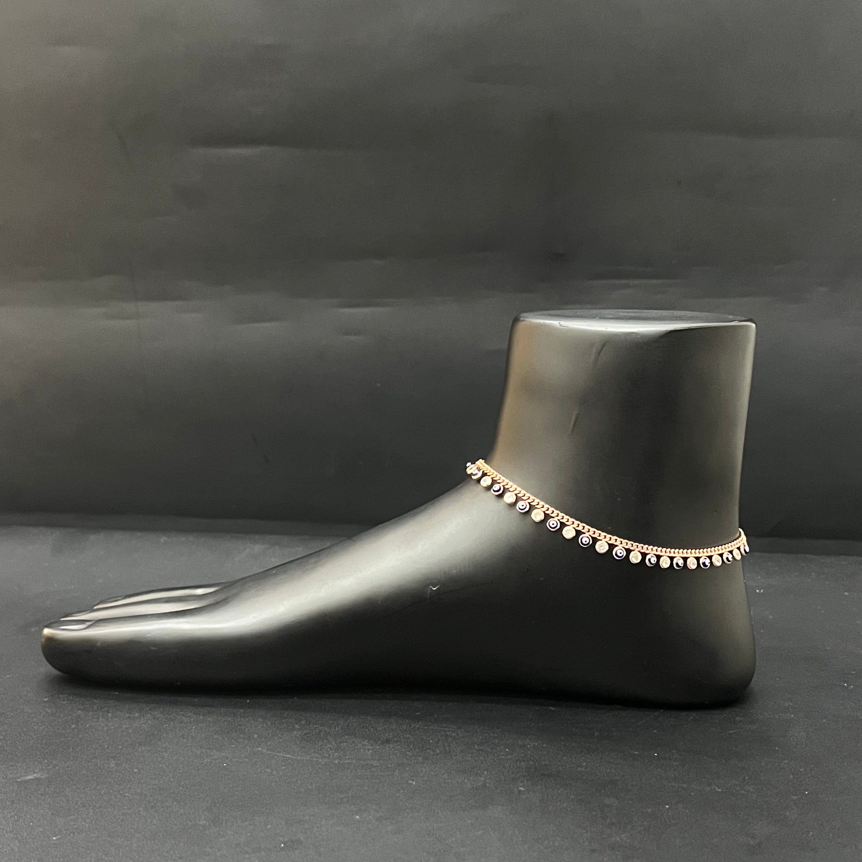 Ladies  Silver Anklet White Beads RG