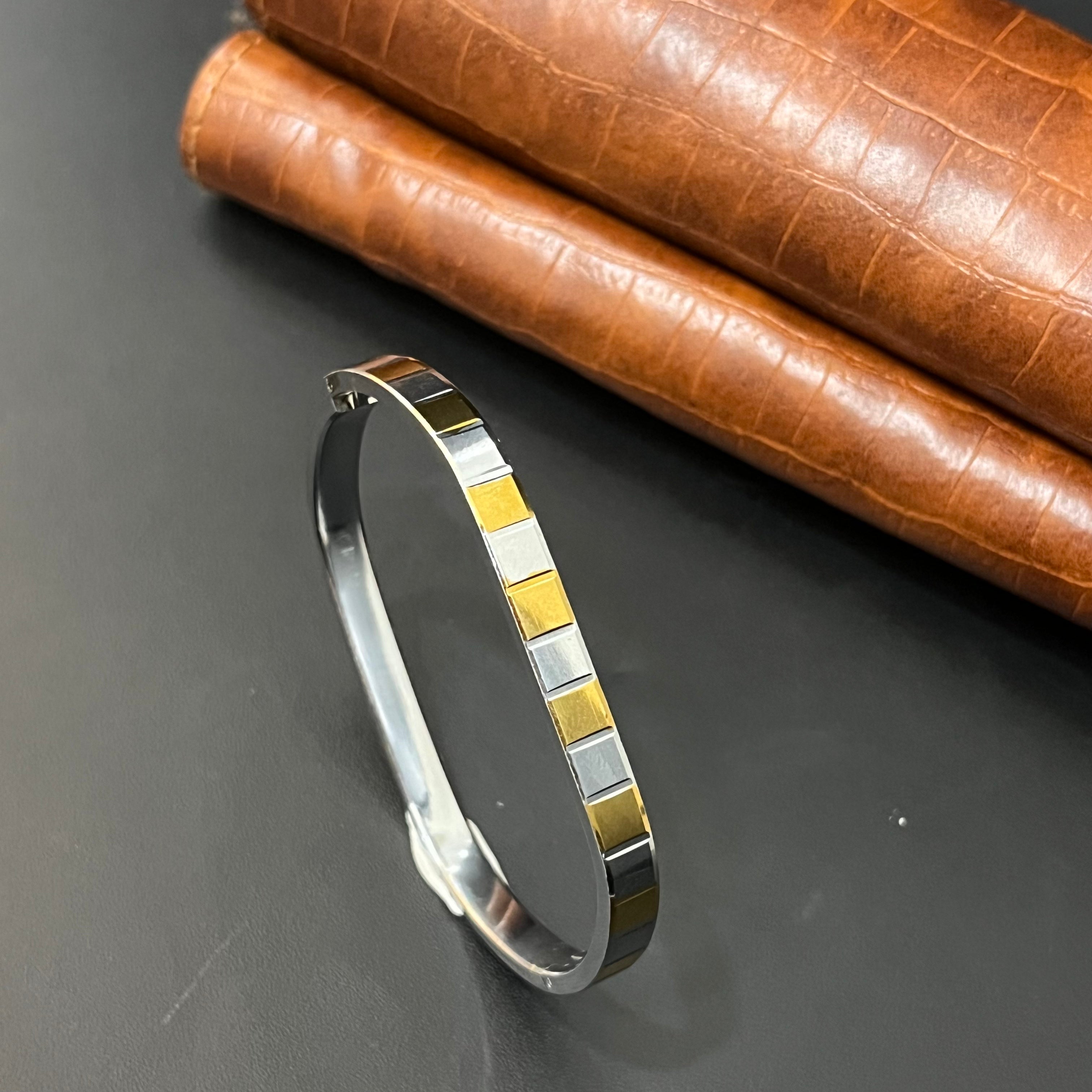 Silver kada Unisex Oval Dual tone K2