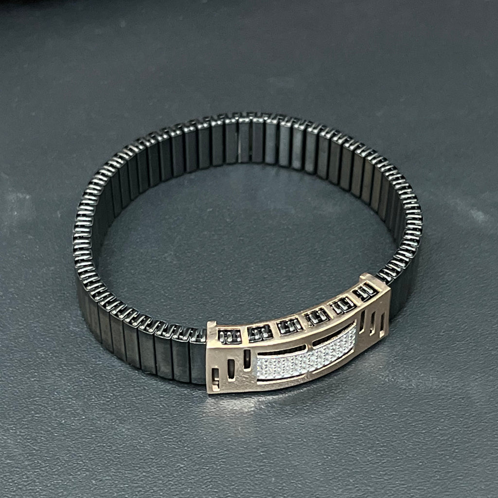 Silver Mens Flexible Bracelet Rosegold 925