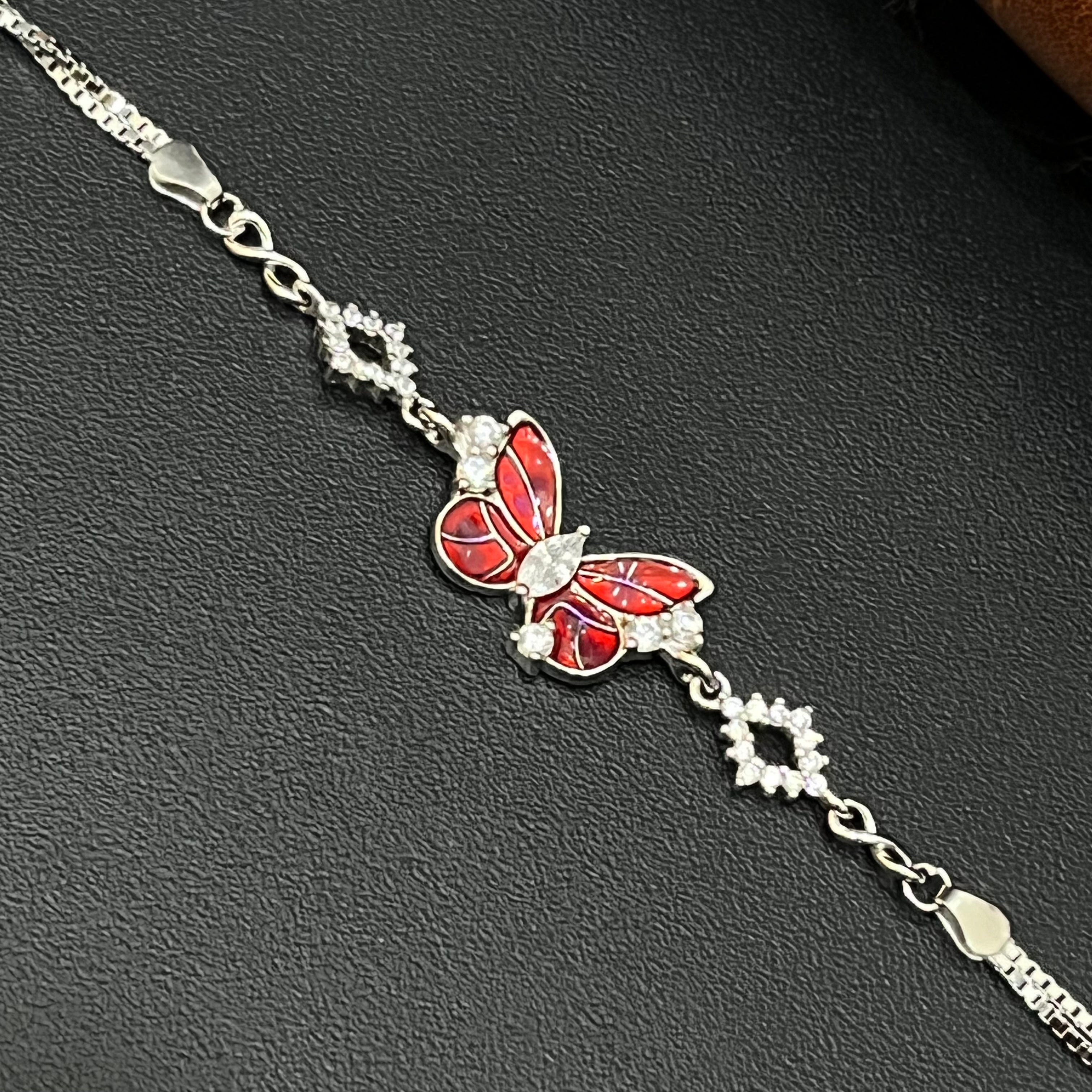 Silver Ladies Bracelet Epoxy Butterfly 925 E02