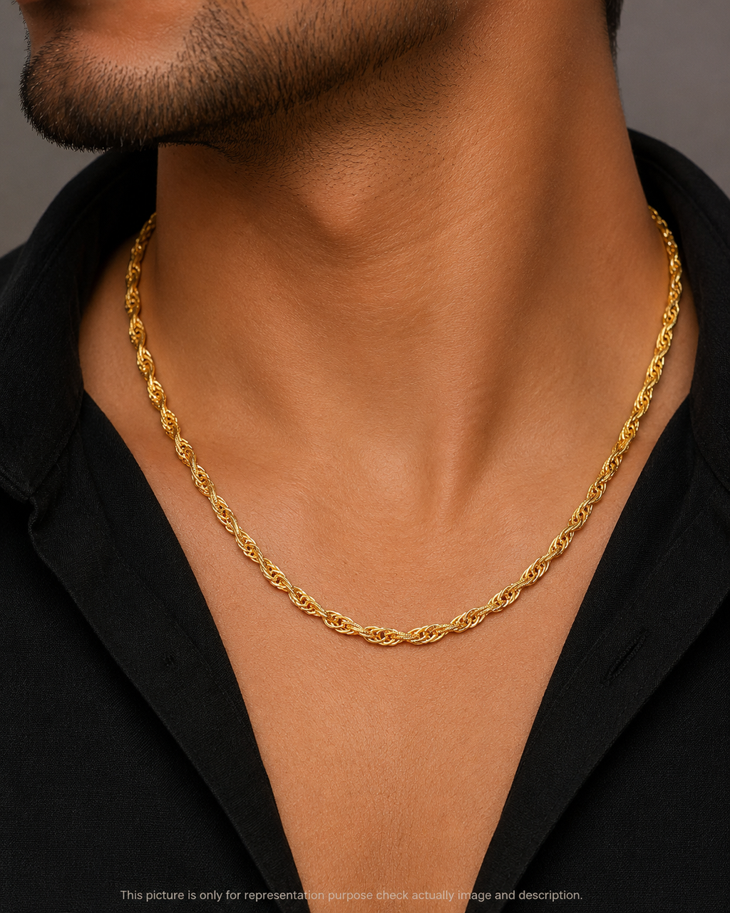 Silver Mens Chain Indo Italian Luxury Twisted Link Lock Gold Finish 925