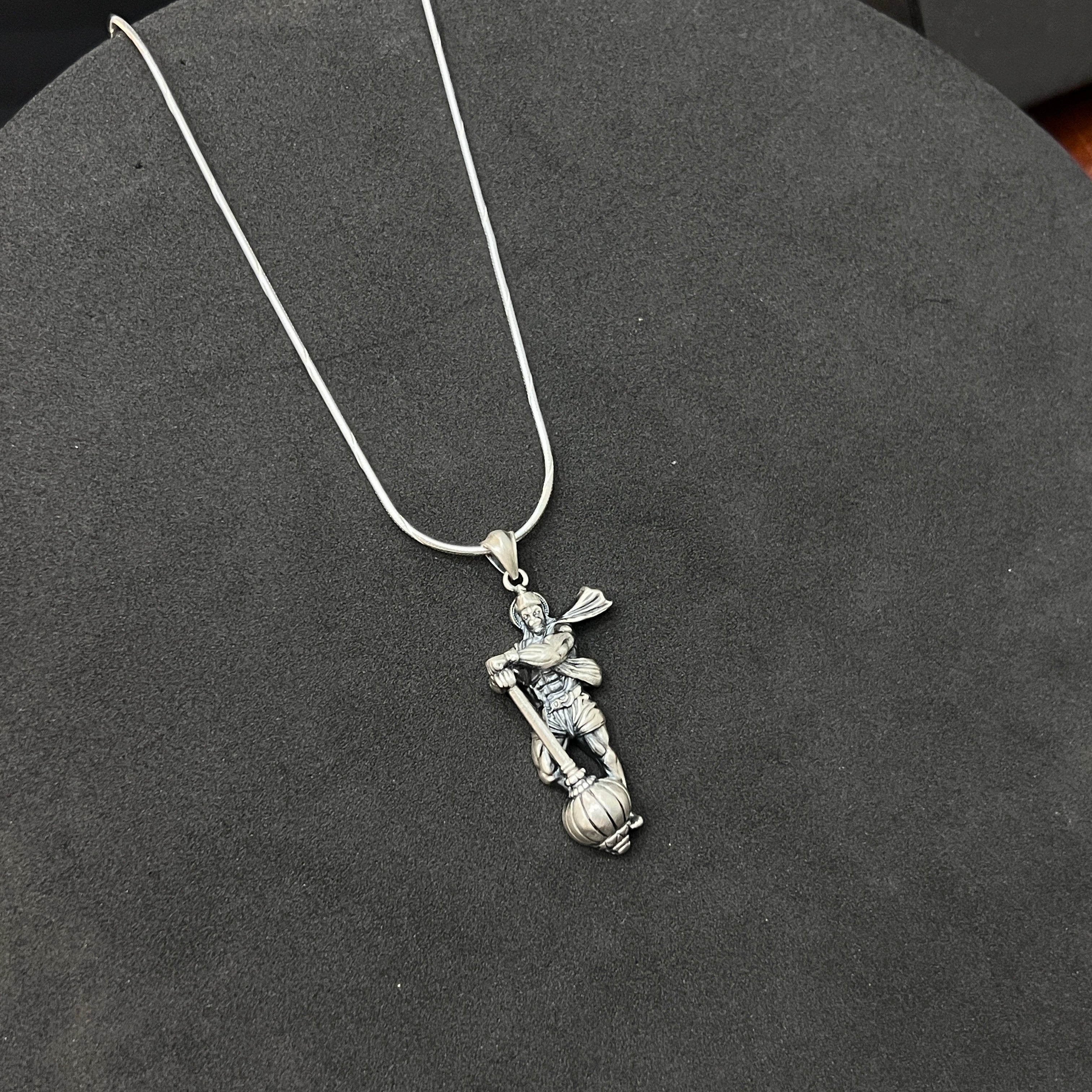 Silver Hanuman Pendant Matte Finished