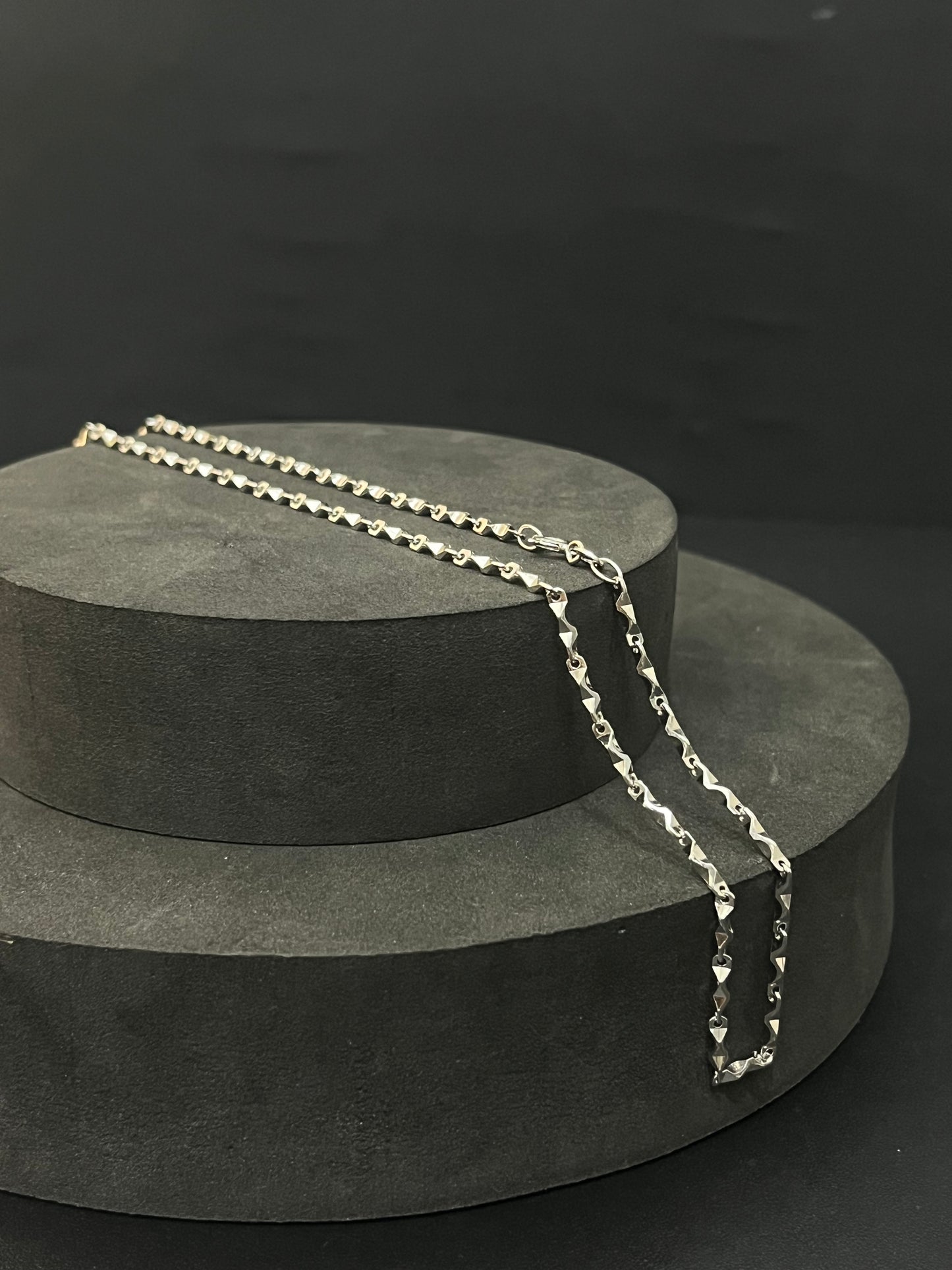 Silver Mens Chain Bullet  Zig Zag Cut