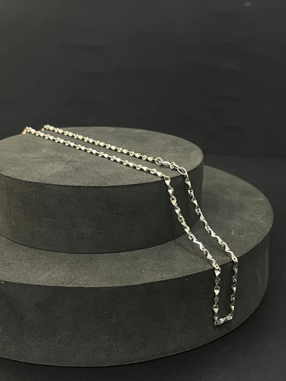Silver Mens Chain Bullet  Zig Zag Cut