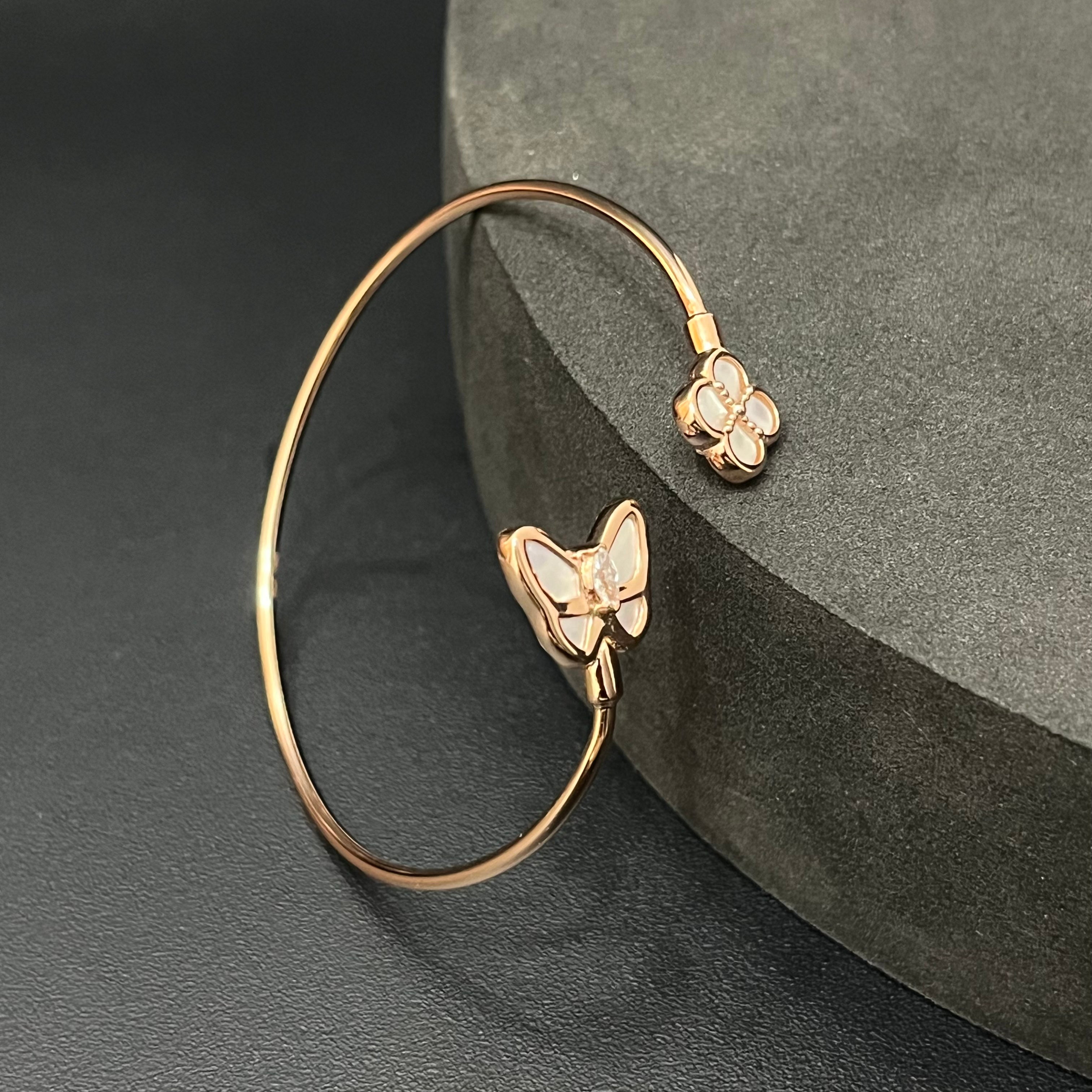 Silver Ladies Kada Flexi Butterfly Rosegold