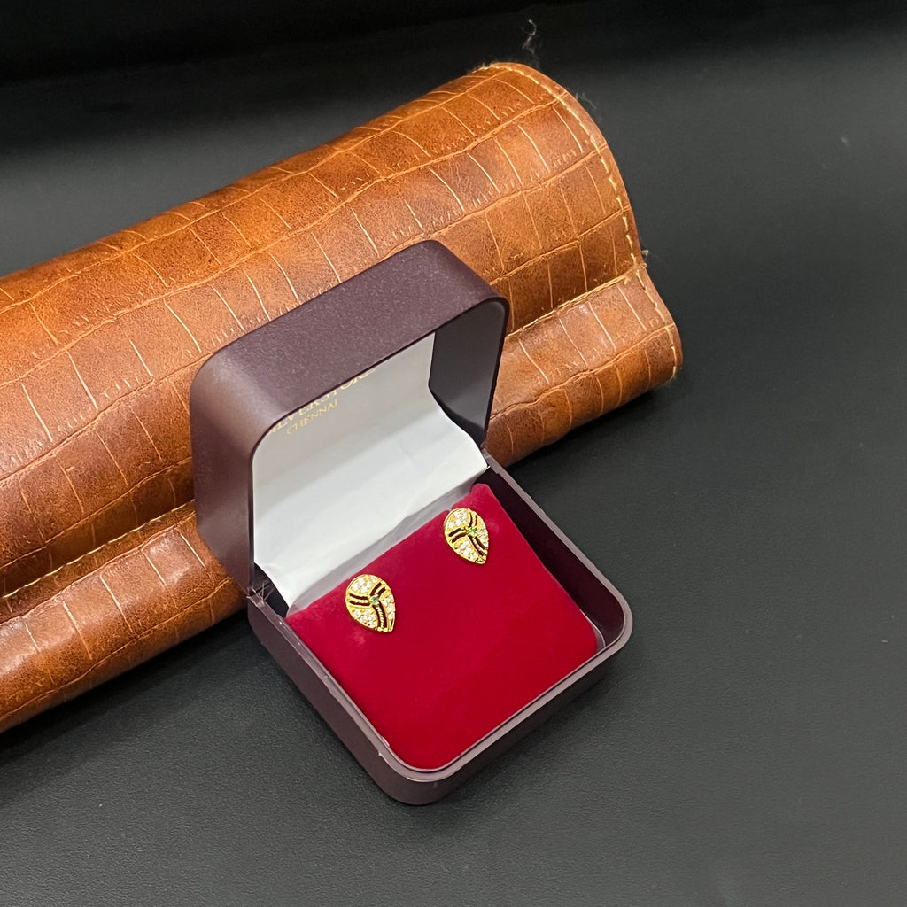 Silver Ladies Stud Drop Gold Finished 925