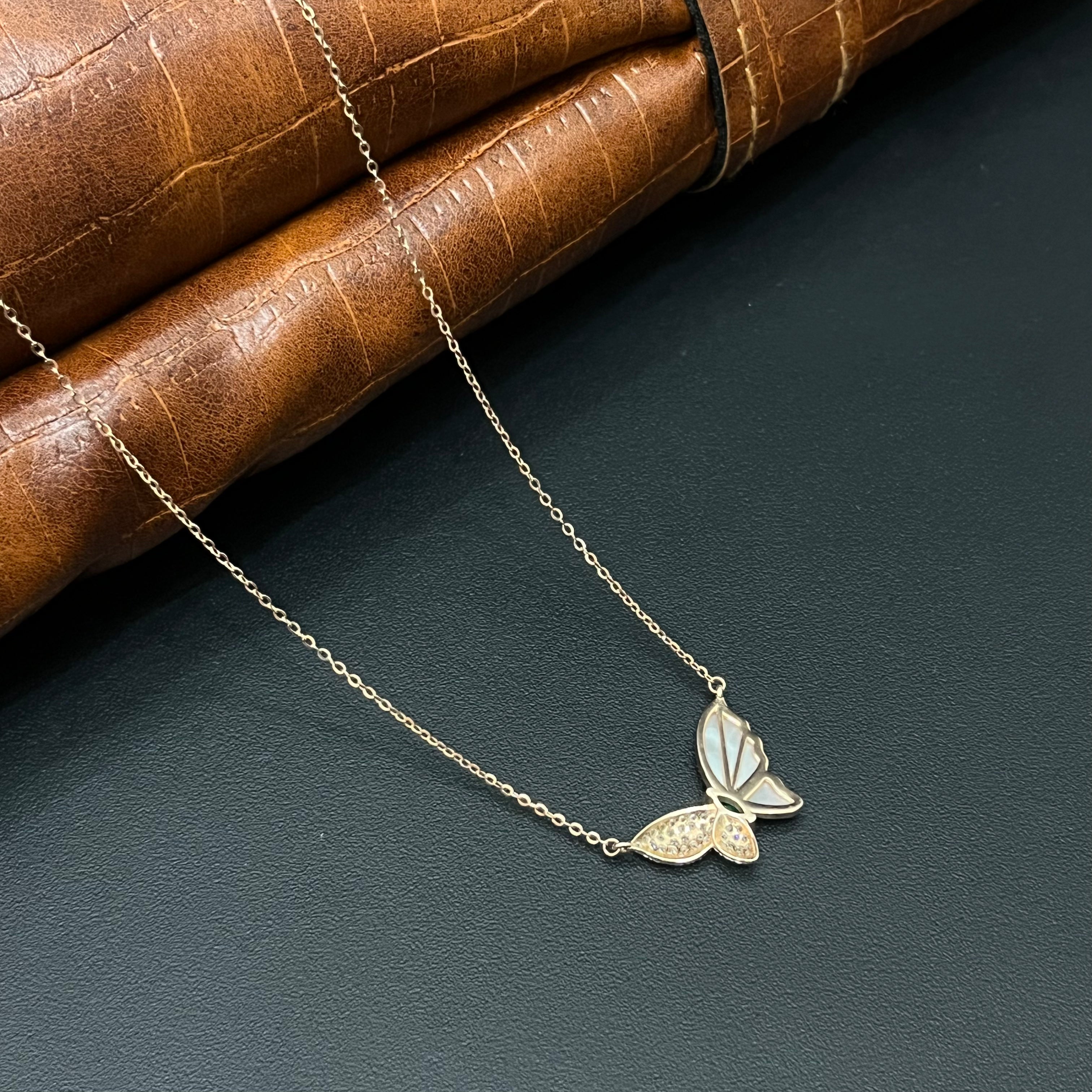 Silver Ladies Chain Butterfly Mop Rosegold