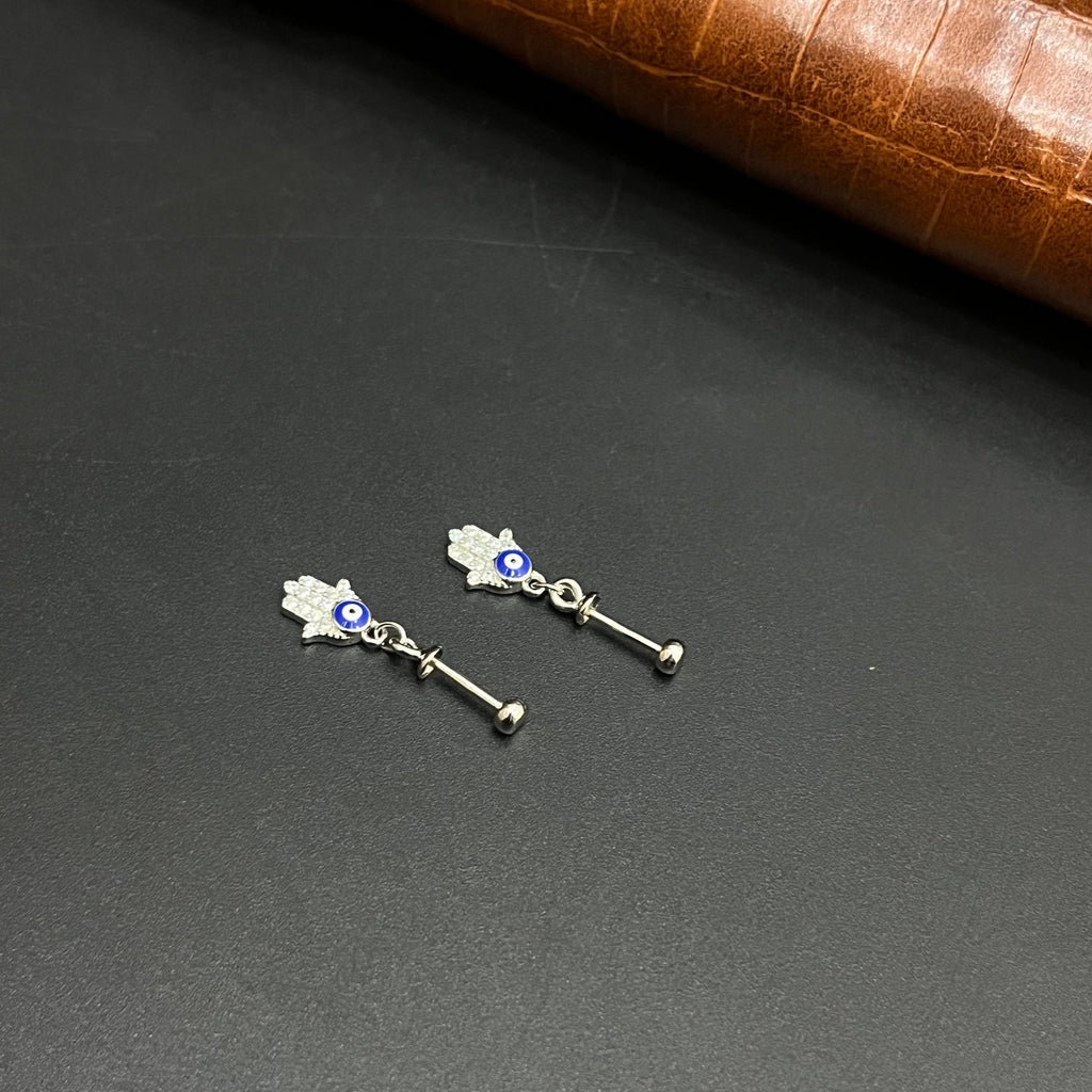 Silver Ladies Bugdi Evil Eye Hand Crystal 925