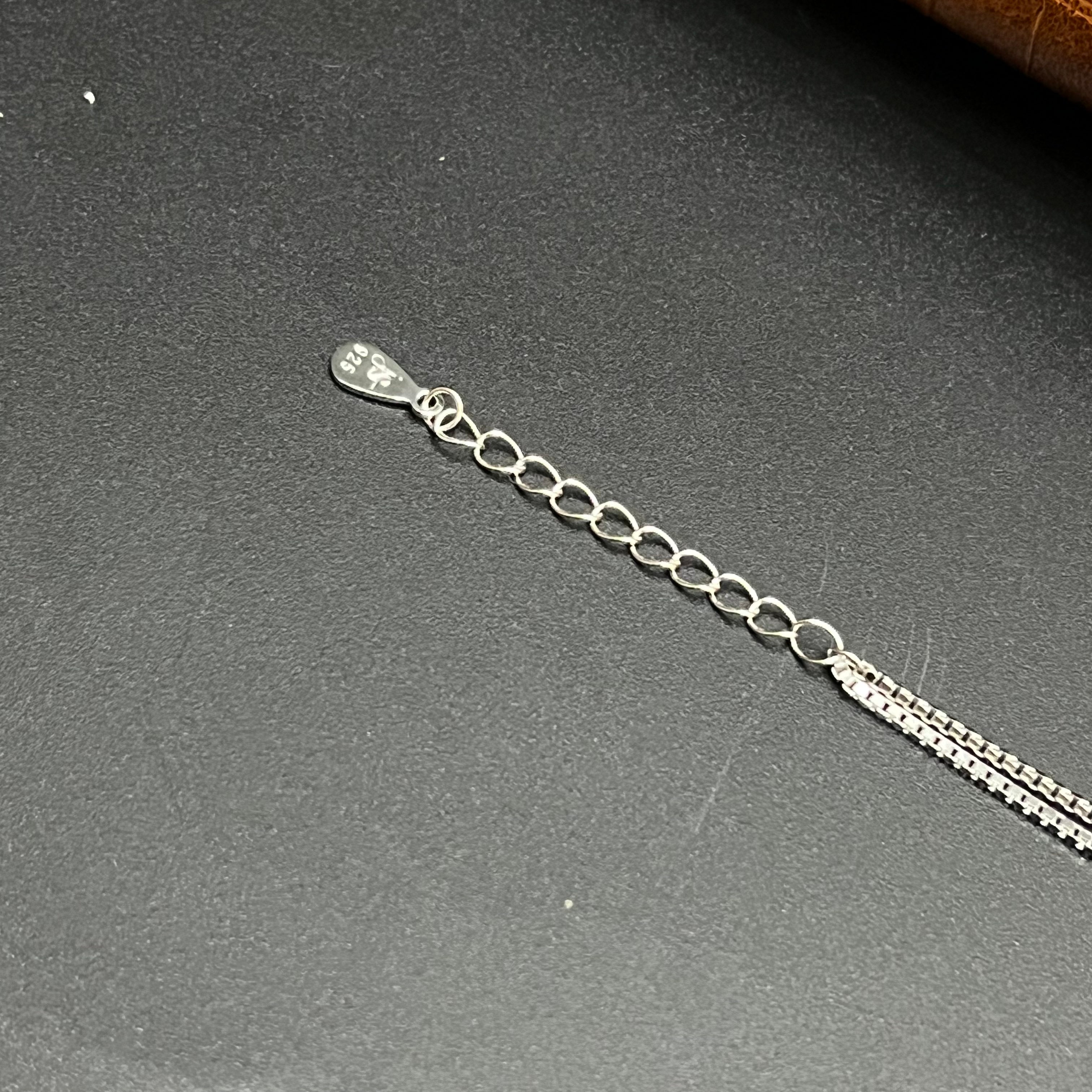 Silver Ladies Bracelet Heart Charm Double Layer 925