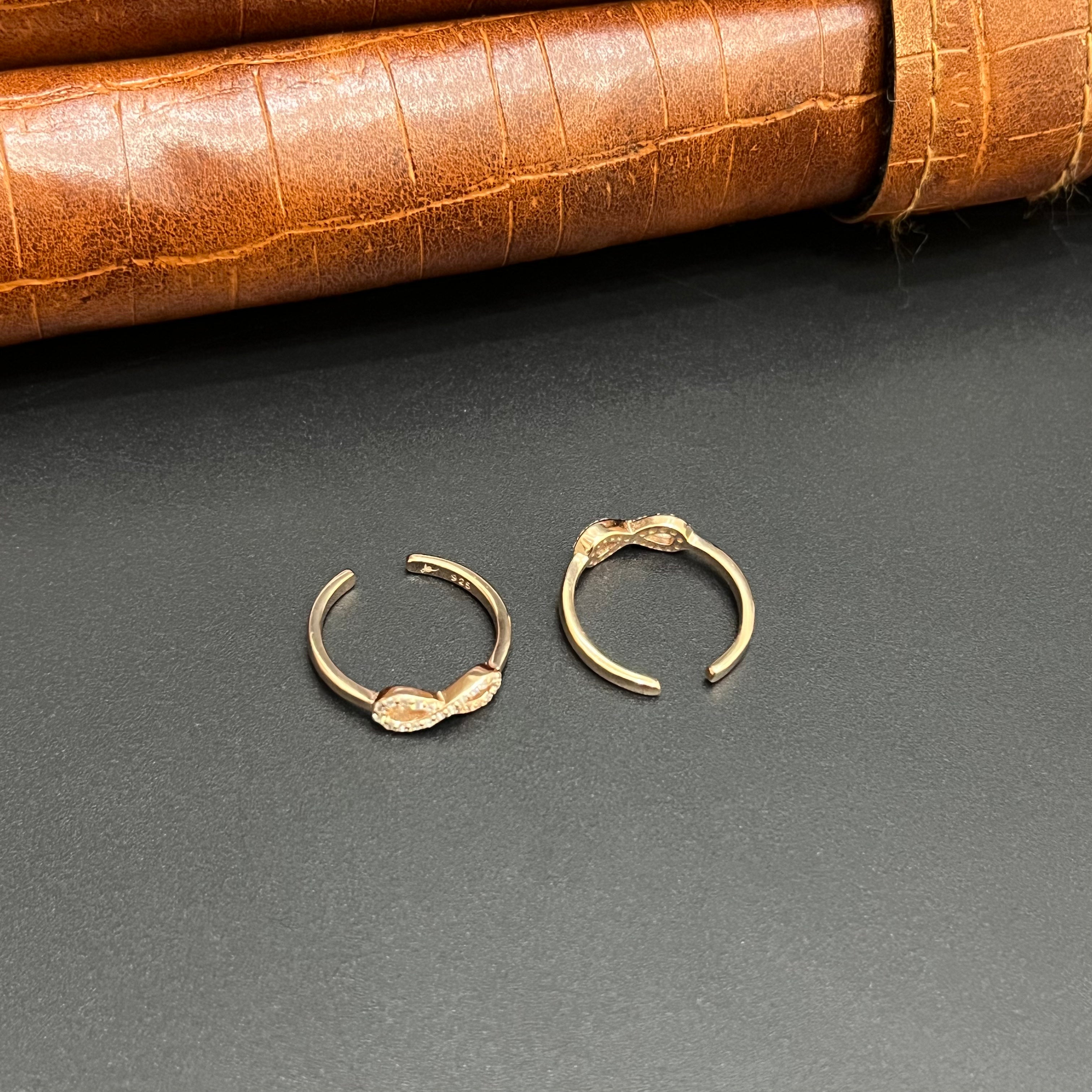 Silver Ladies Toe Rings Infinity Rosegold 925