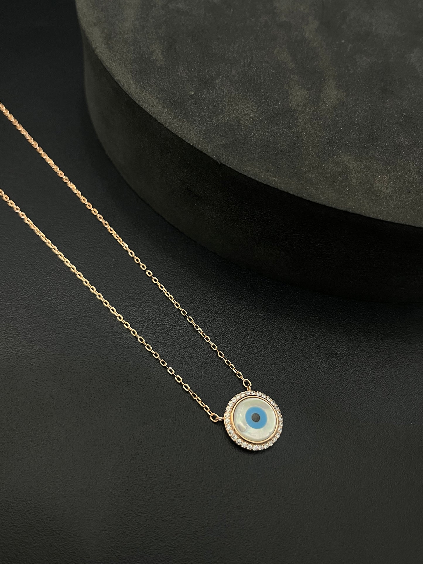 Ladies Silver Chain Evil Eye Rosegold