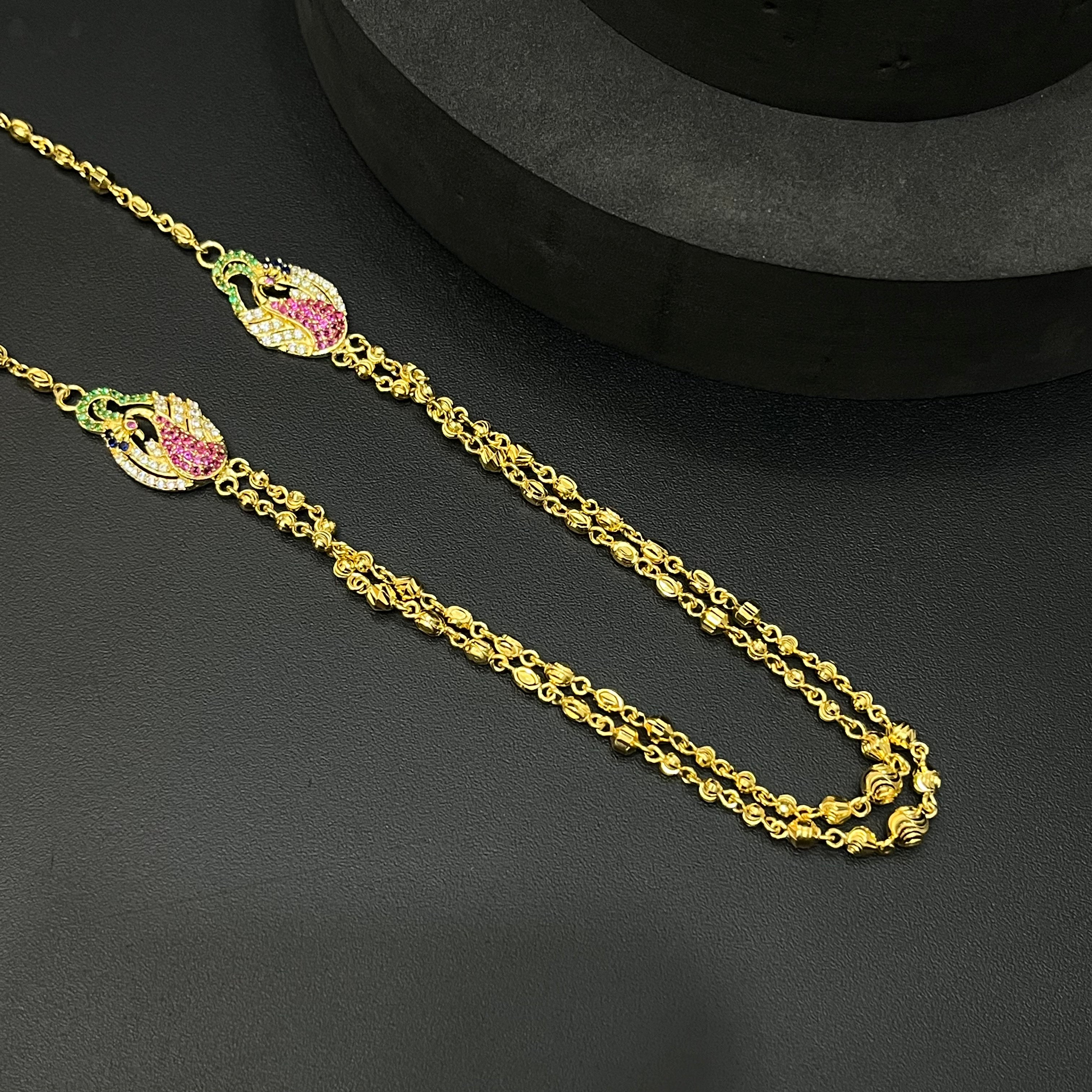 Silver Ladies Double Layer Peacock Chain Gold Polish