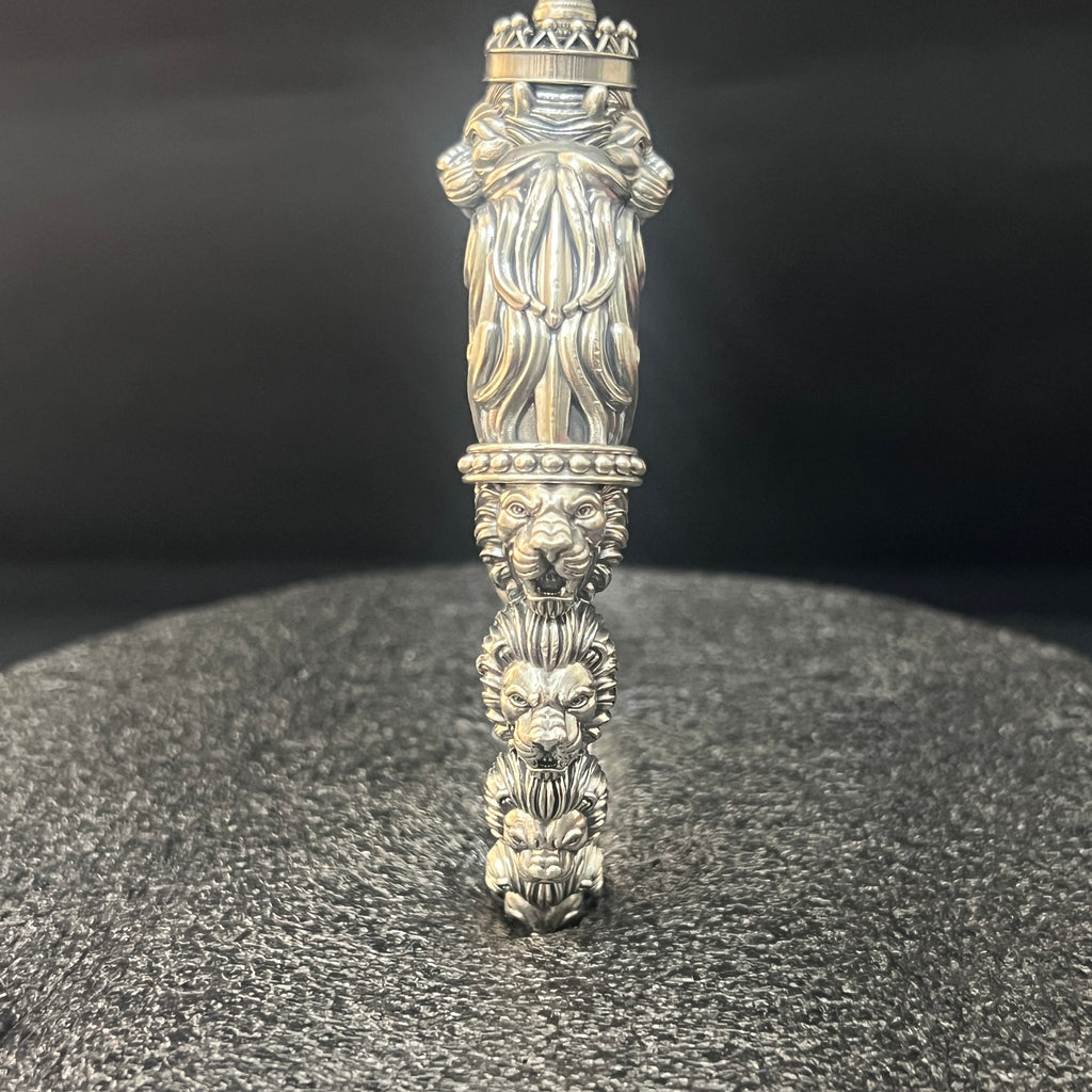 Silver Royal Lion Kada Antique Finished Solid