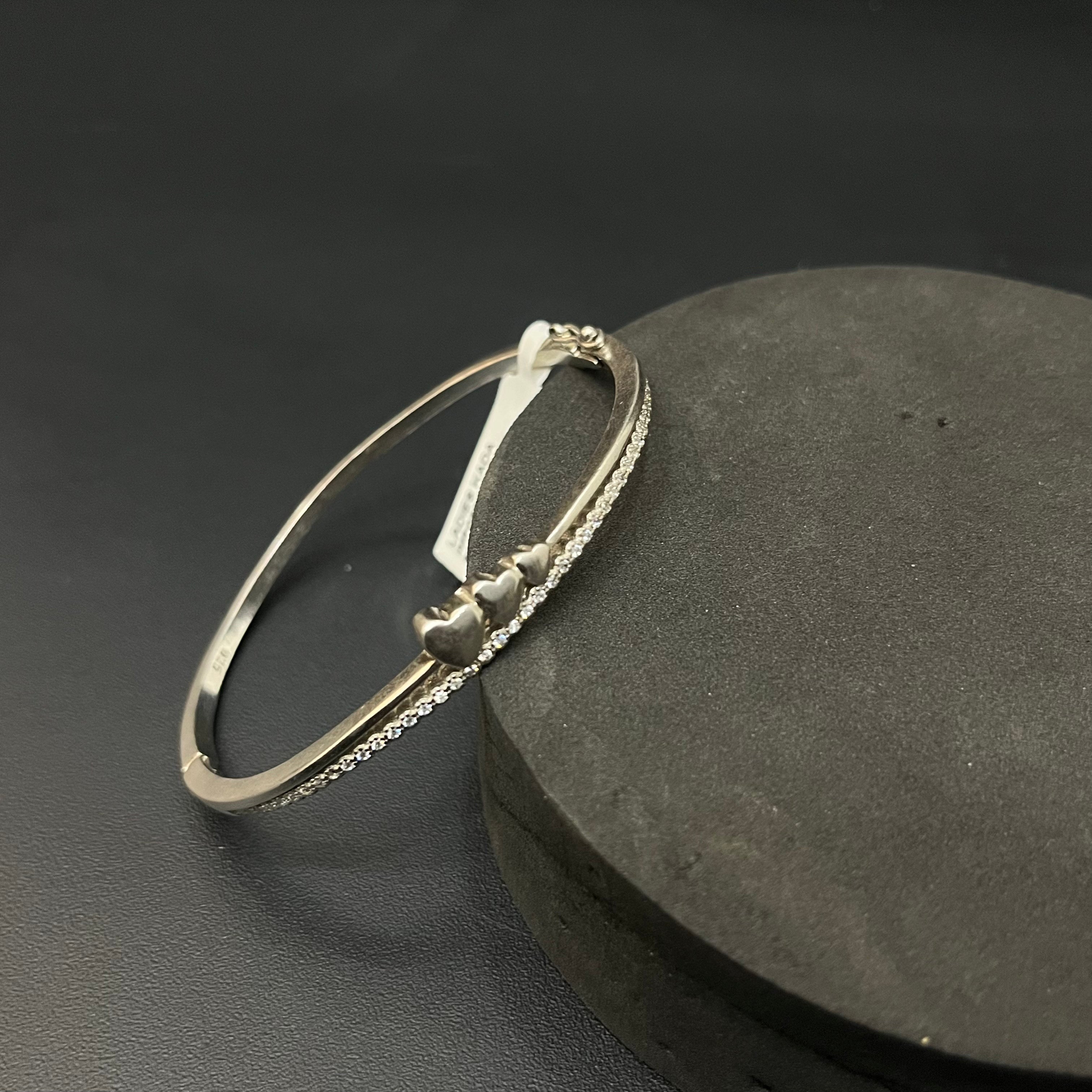 Silver ladies Kada 3 Heart