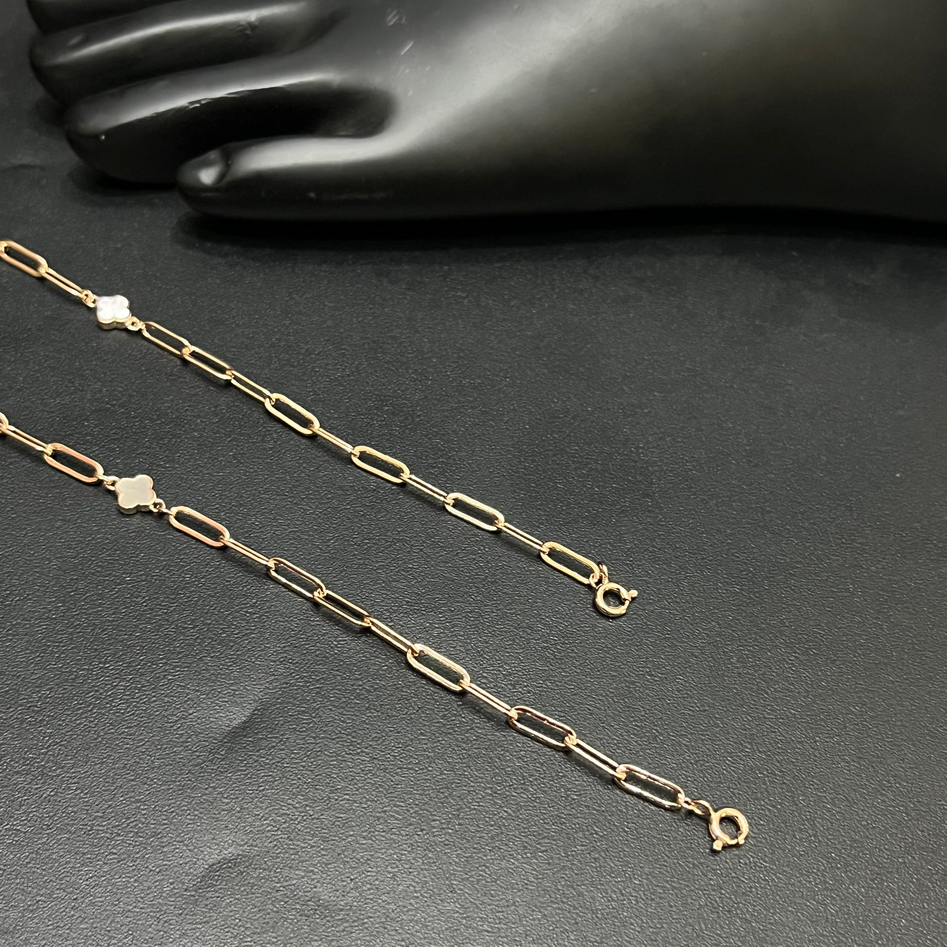 Silver Ladies Anklet Floral Sparkle Link Lock Rose Gold 925