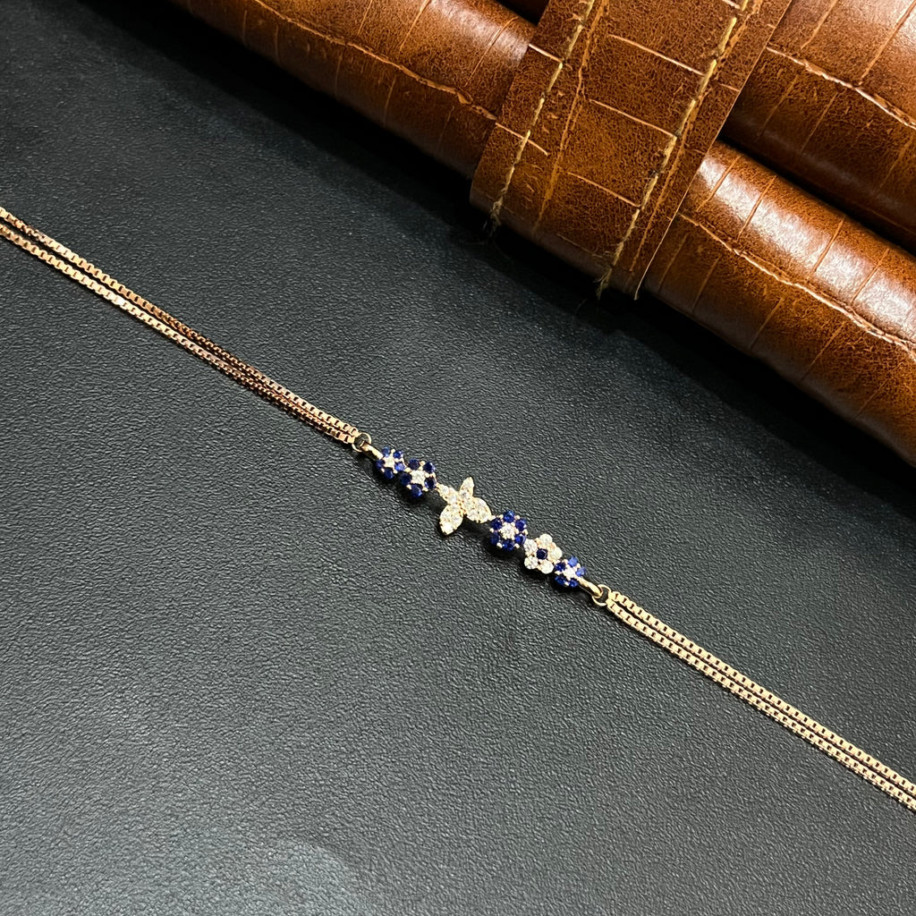 Silver Ladies Bracelet Butterfly Royale Blue Two Line Rose Gold 925