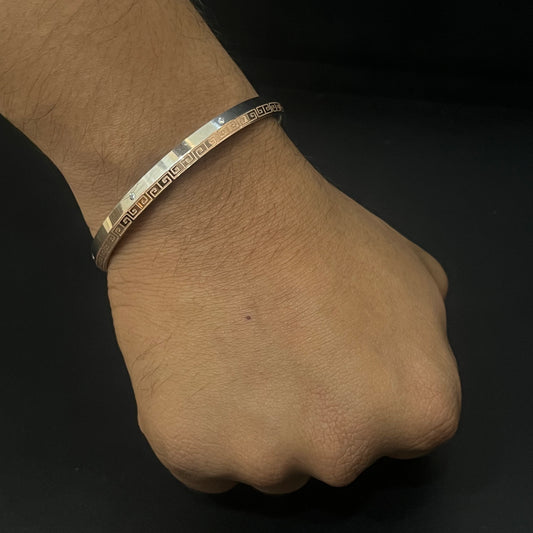 Silver Mens Kada Italian Rosegold Maze