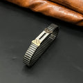 Silver Mens Flexible Band CNC Rosegold