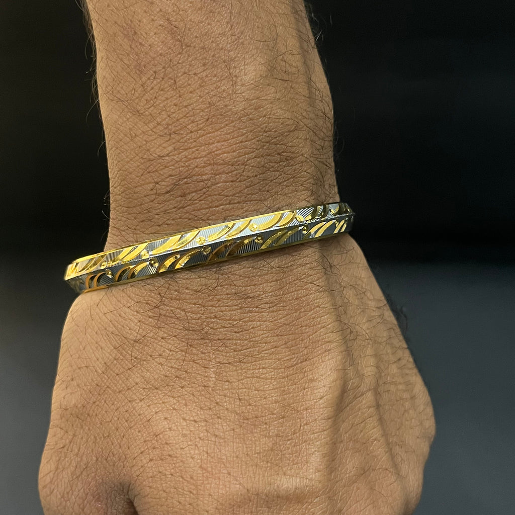 Silver Mens Kada Silver Gold Polish CNC DS 3