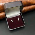 Silver Ladies Stud 3 Step White Square