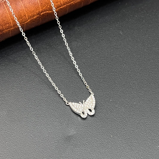Silver Ladies Pendant Chain Butterfly