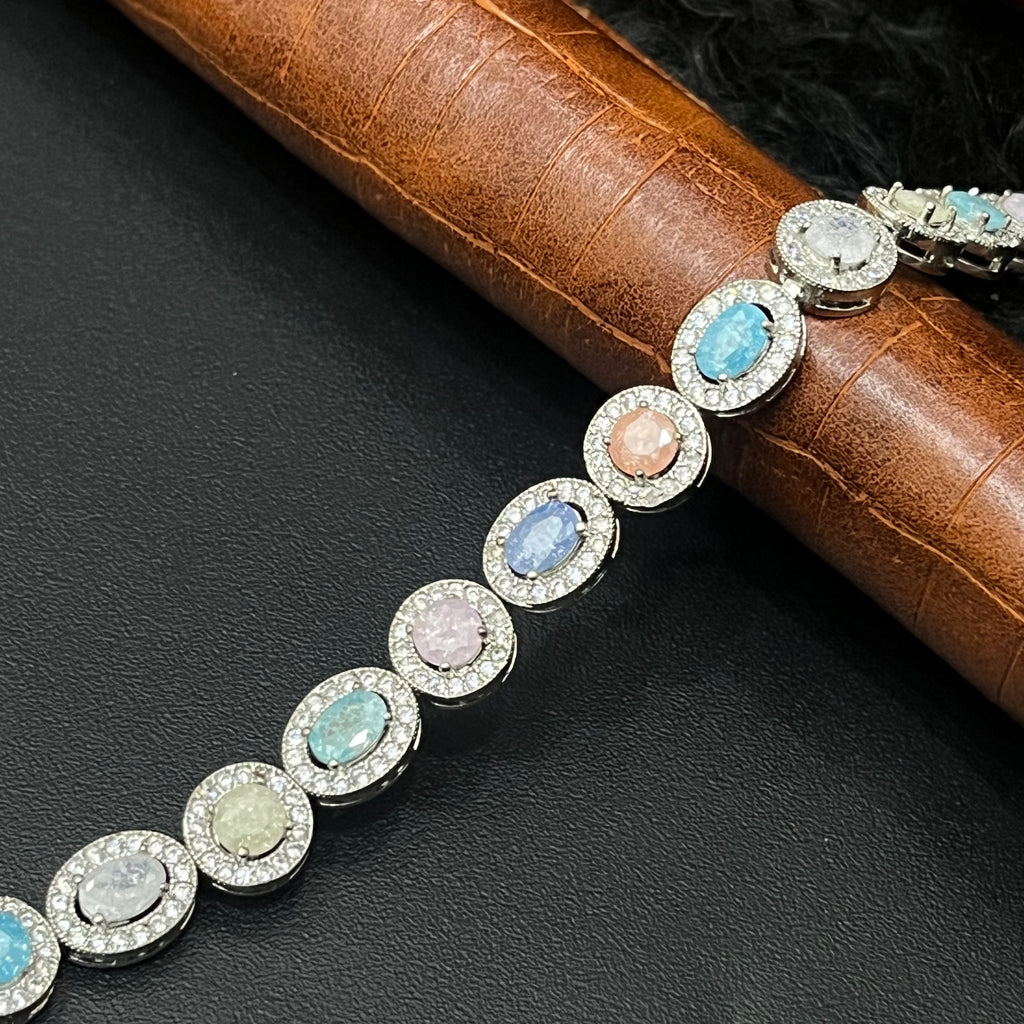 Silver Mozzanite Ladies Bracelet Blue