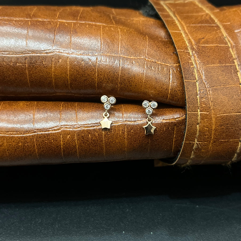 Silver Second Studs Hearts Hanging