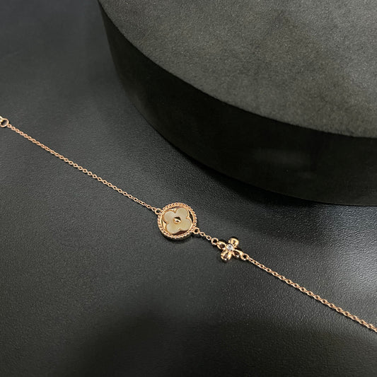 Silver Ladies Bracelet Round Clover Rosegold