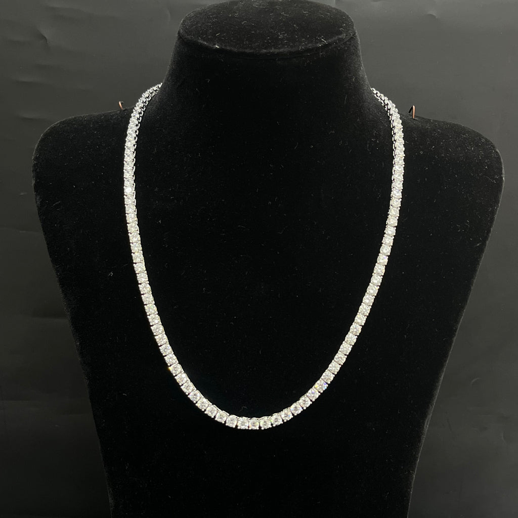 Silver Mens Tennis Chain Elegant Floral Crystal Link M01 925