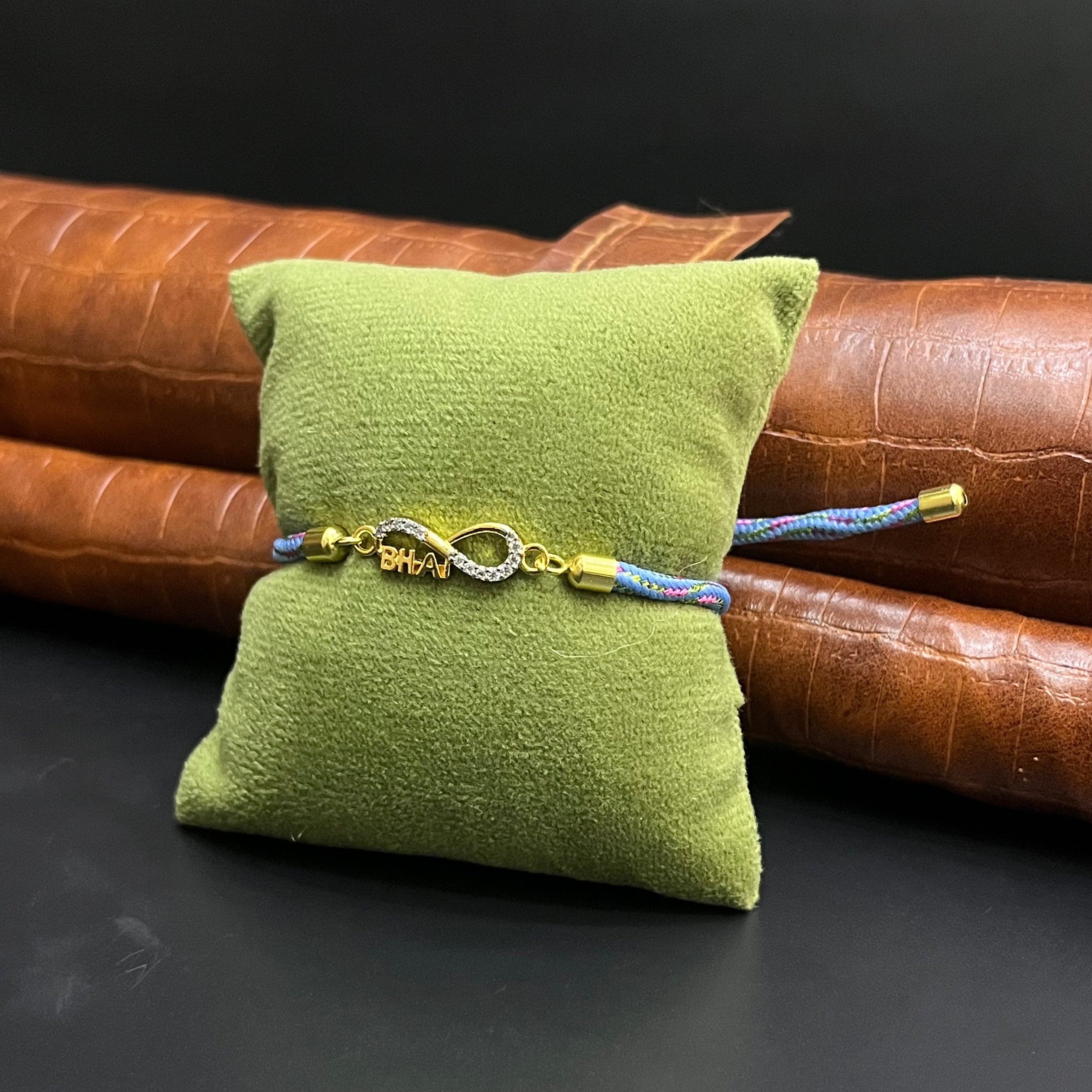 Silver Rakhi Band Knot Infinity BHAI Gold Polish 925