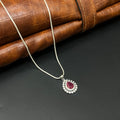 Silver Ladies Chain Red Mozzanite Cz