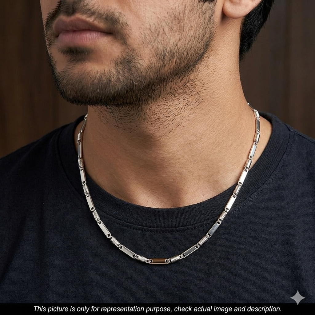 Silver Mens Chain Flat Italian