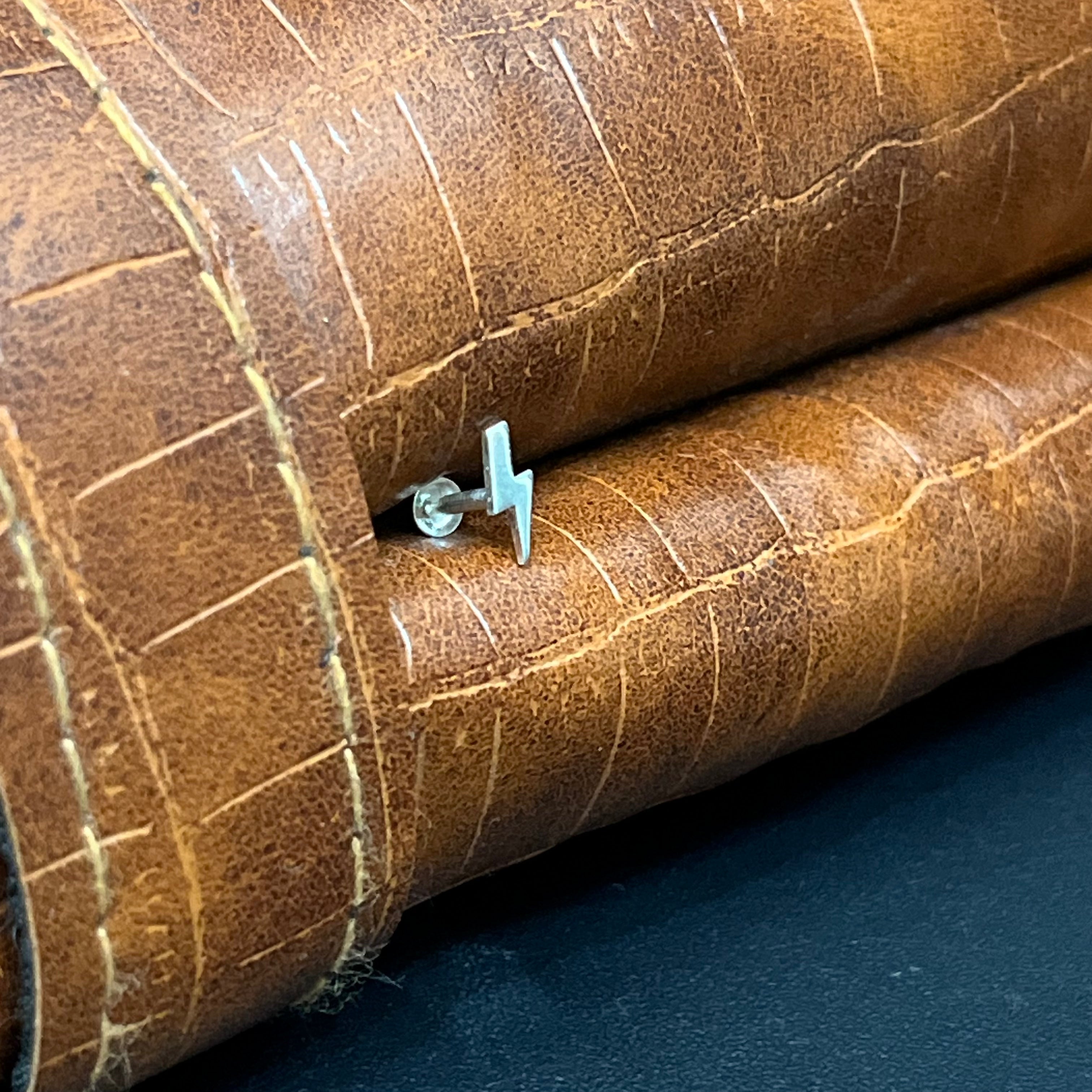 Silver Mens Thunder Stud Single Ear 925