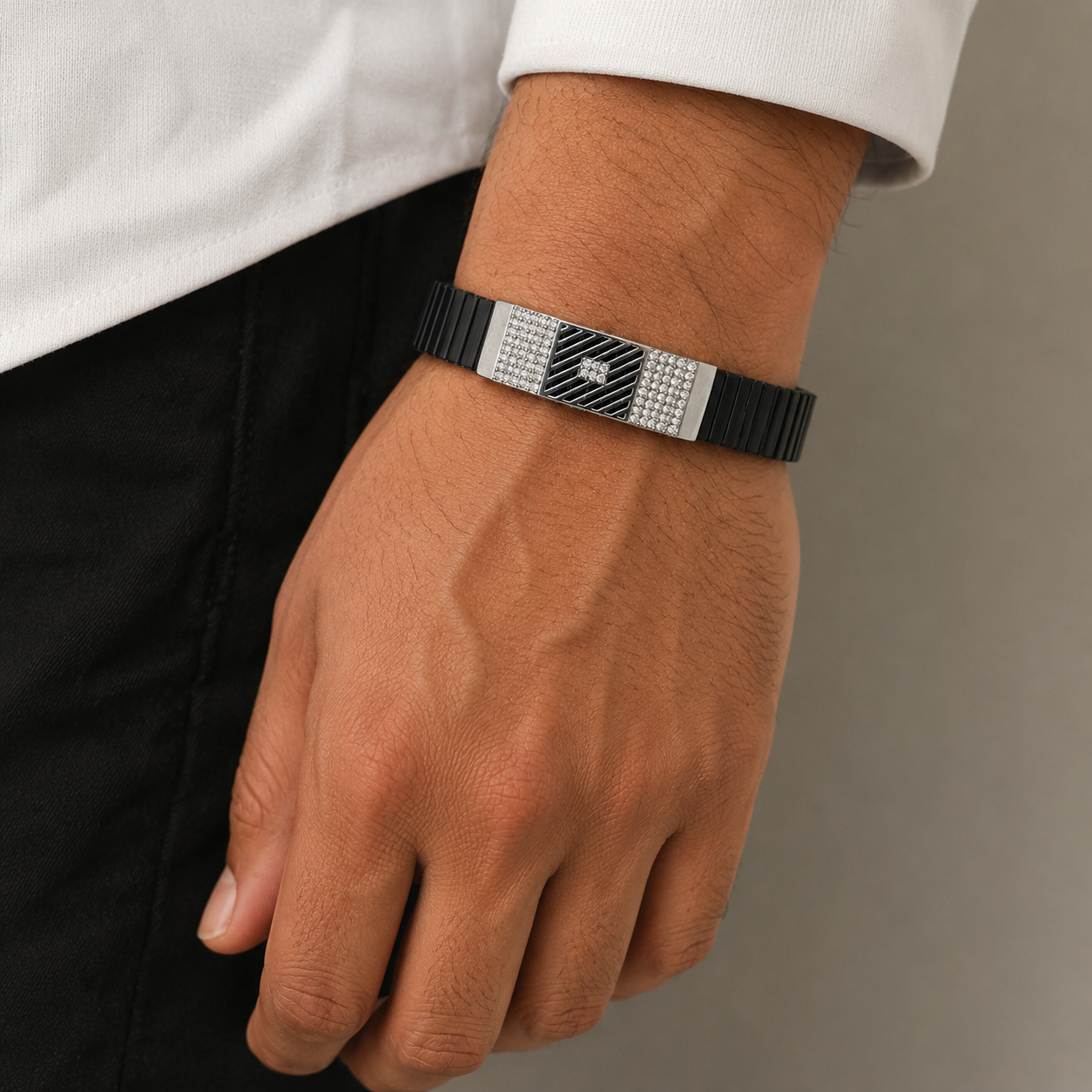 Silver Mens Flexible Bracelet FB7 925