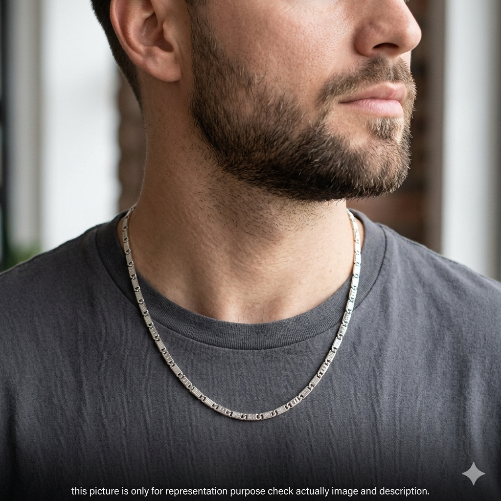 Silver Mens Chain Box & Plain Cut