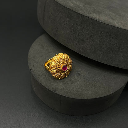 Silver Antique Finished Ring Adjustable kass Lakshmi