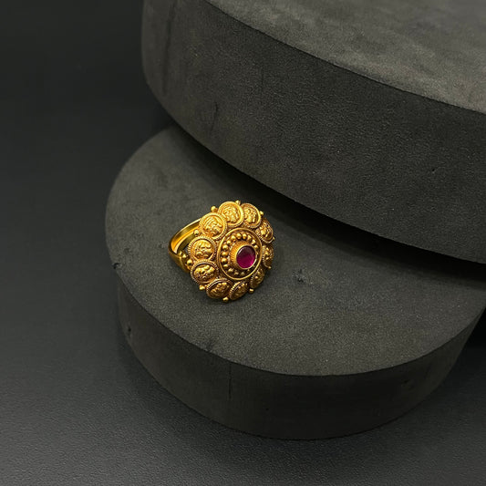 Silver Antique Finished Ring Adjustable kass Lakshmi