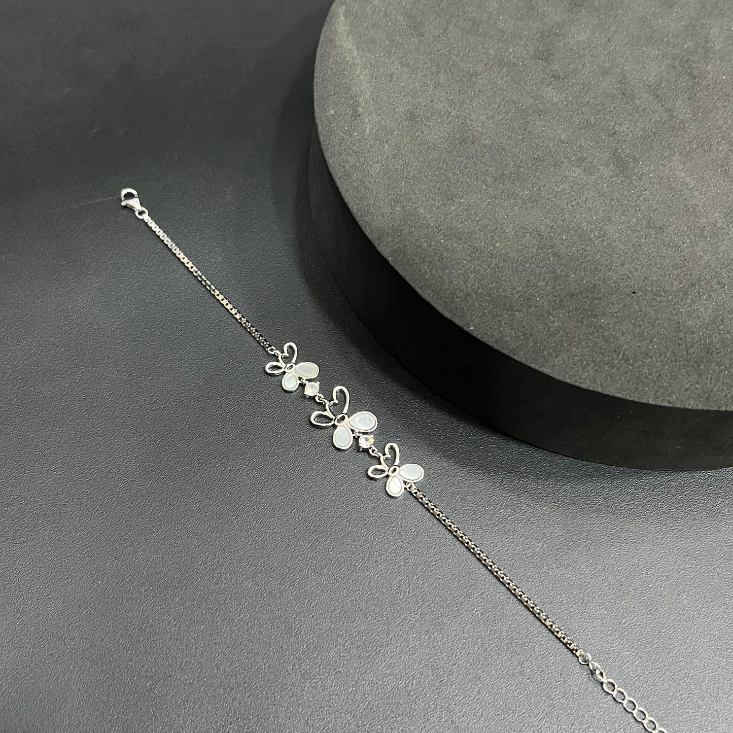 Silver Ladies Bracelet  Triple Butterfly