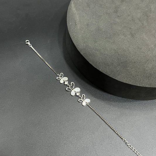 Silver Ladies Bracelet  Triple Butterfly