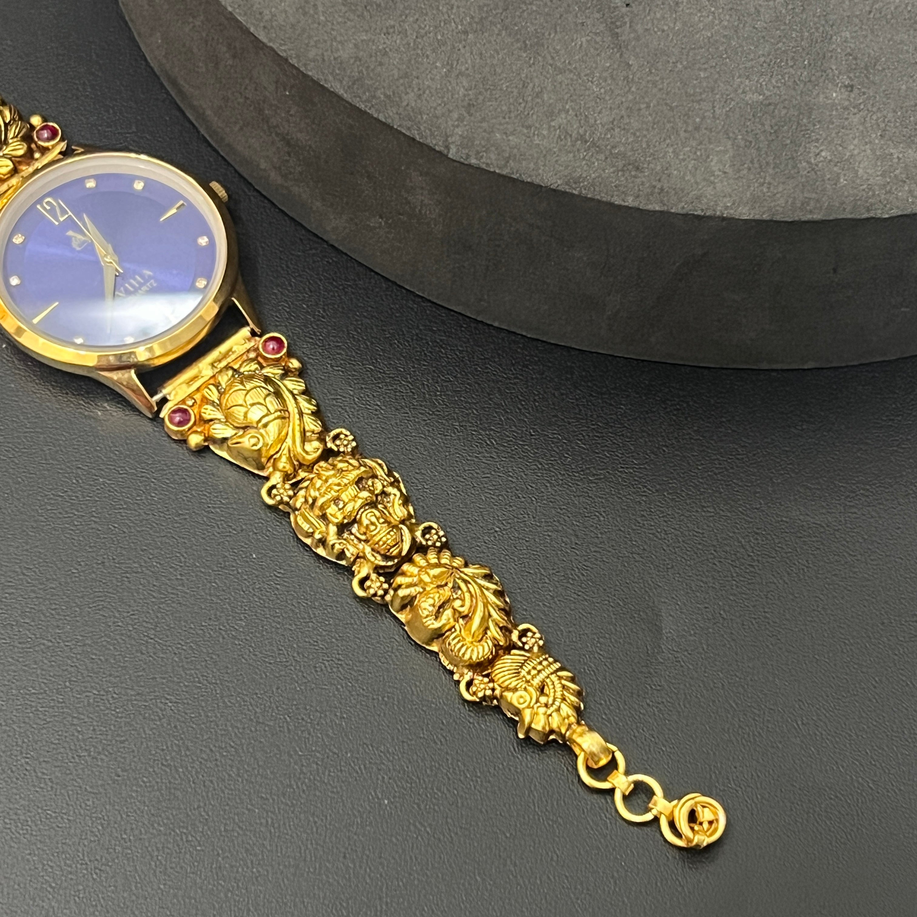Silver  Ladies Watch Divine Peacock Royal Gold Finish 925