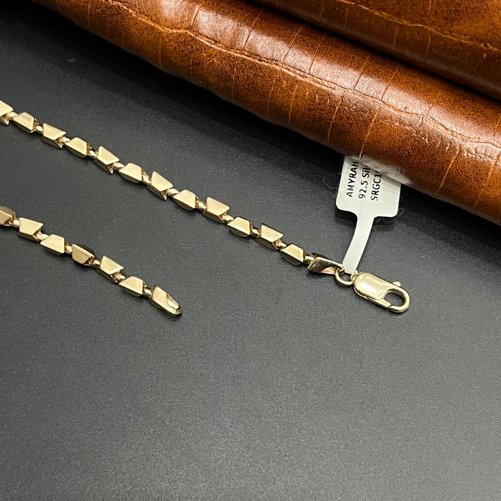 Silver Mens Chain Elegant Square Cut Rose Gold 925
