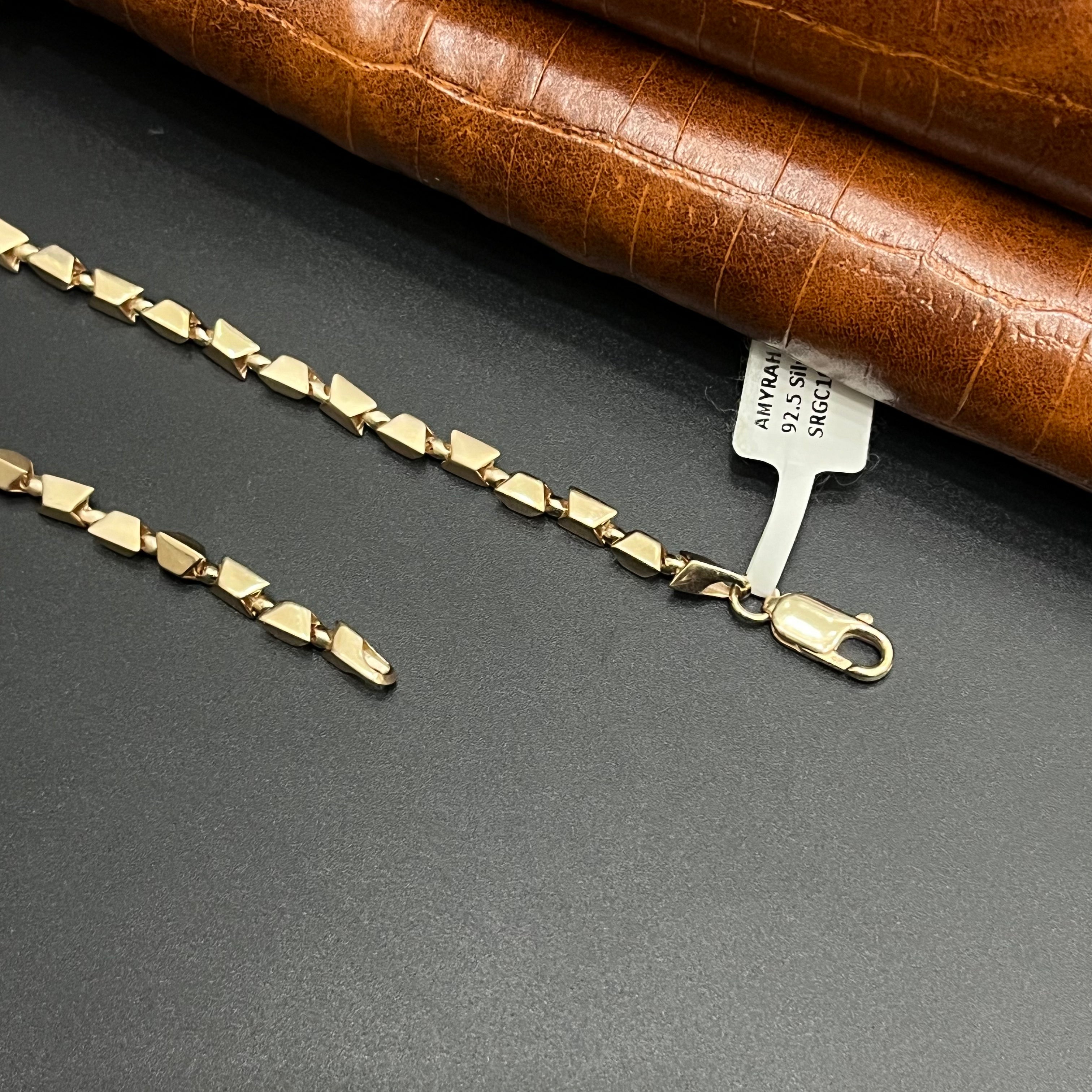 Silver Mens Chain Elegant Square Cut Rose Gold 925