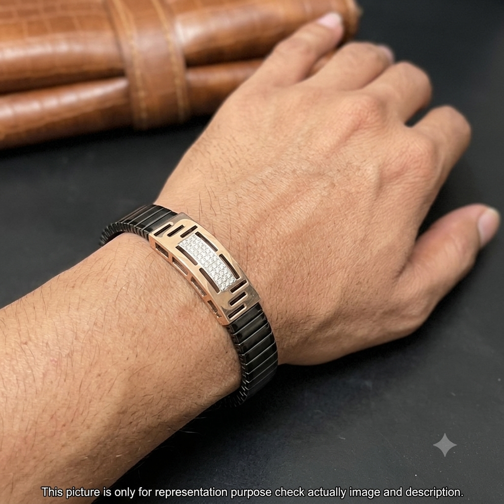 Silver Mens Flexible Bracelet Rosegold 925