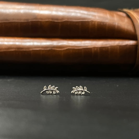 Silver Second Studs Leafs Rosegold