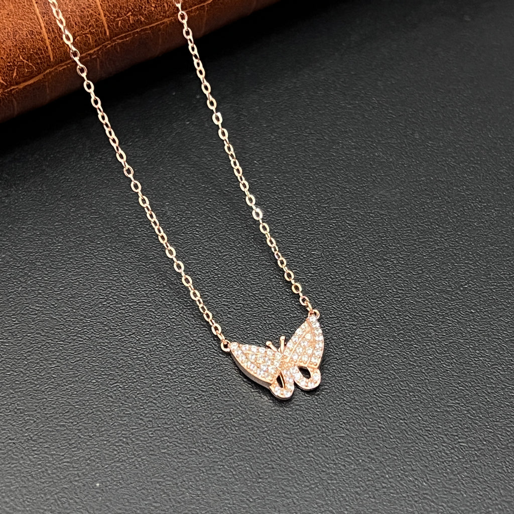 Silver Ladies Pendant Chain Butterfly