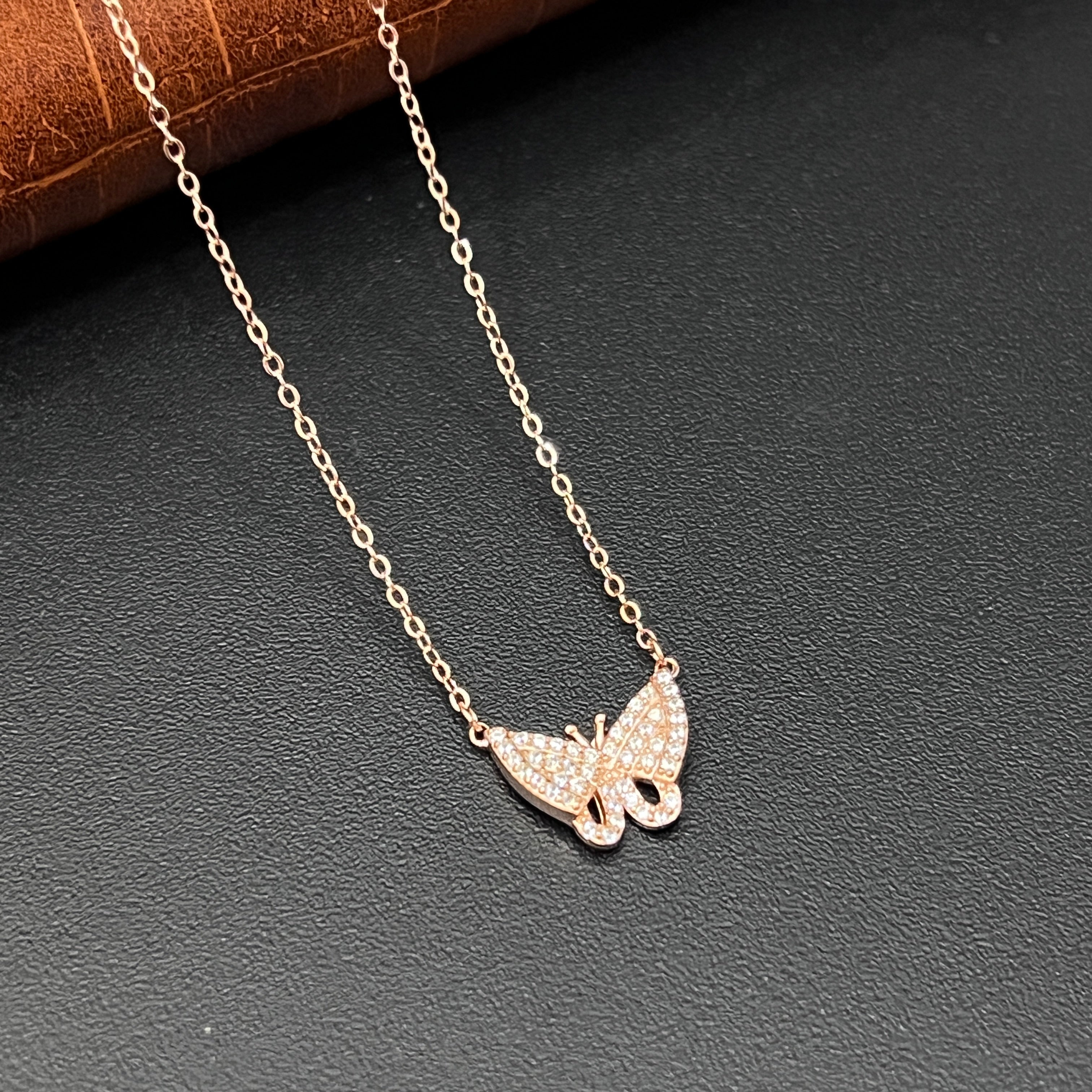 Silver Ladies Pendant Chain Butterfly