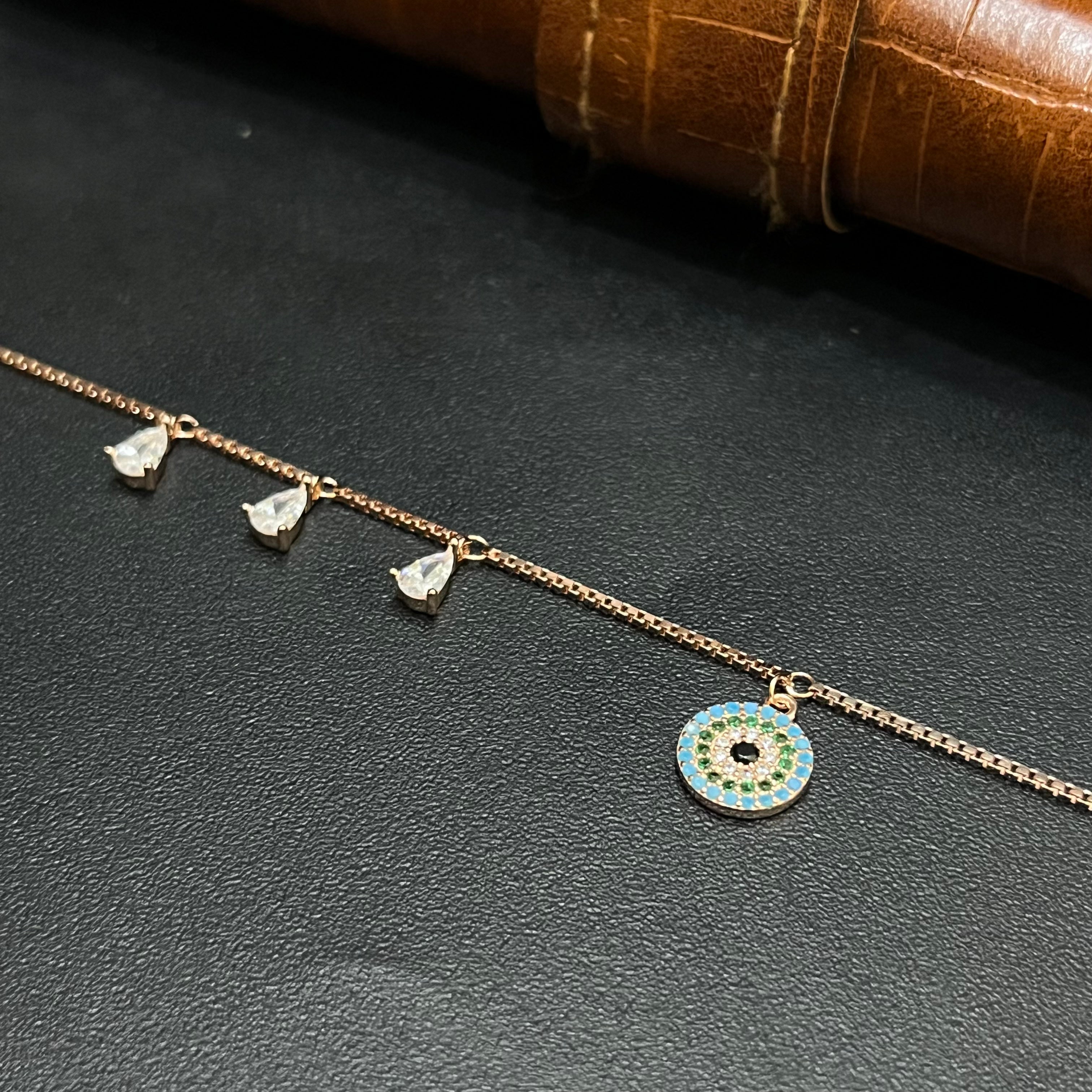 Silver Ladies Bracelet Blue Aura Royal Circle Luna Rose Gold 925