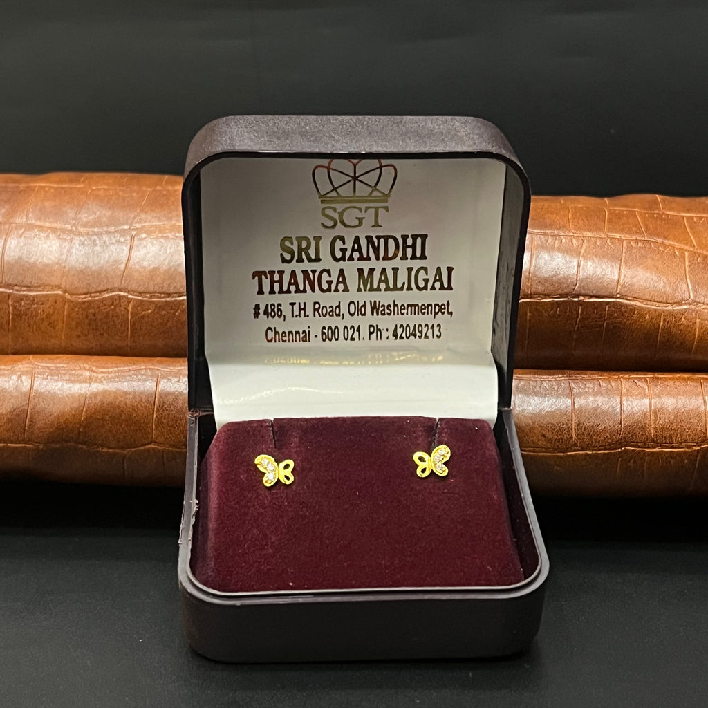 Gold Second stud Butterfly Stones