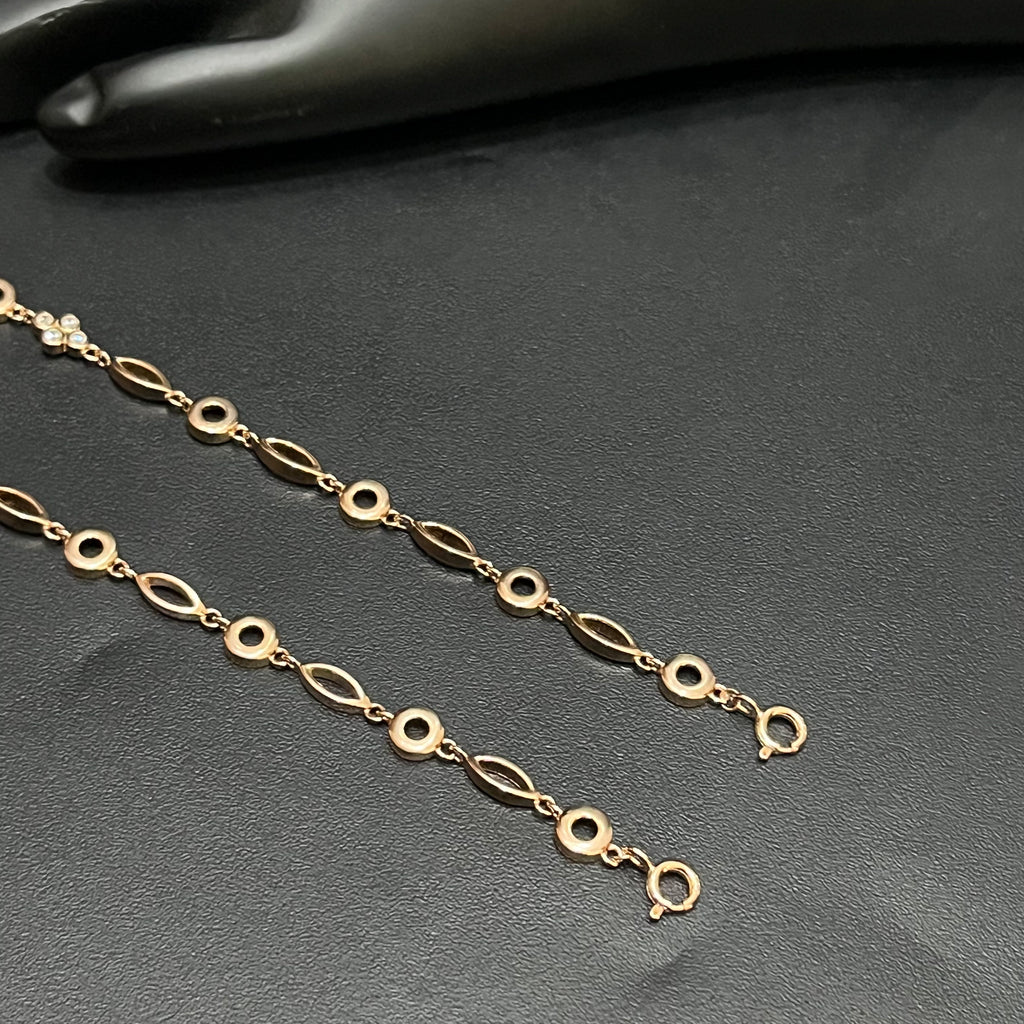 Silver Ladies Anklet Floral Oval Grace With Stone Rose Gold 925